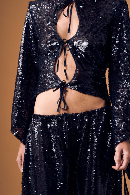 BLACK SEQUIN BLOUSE